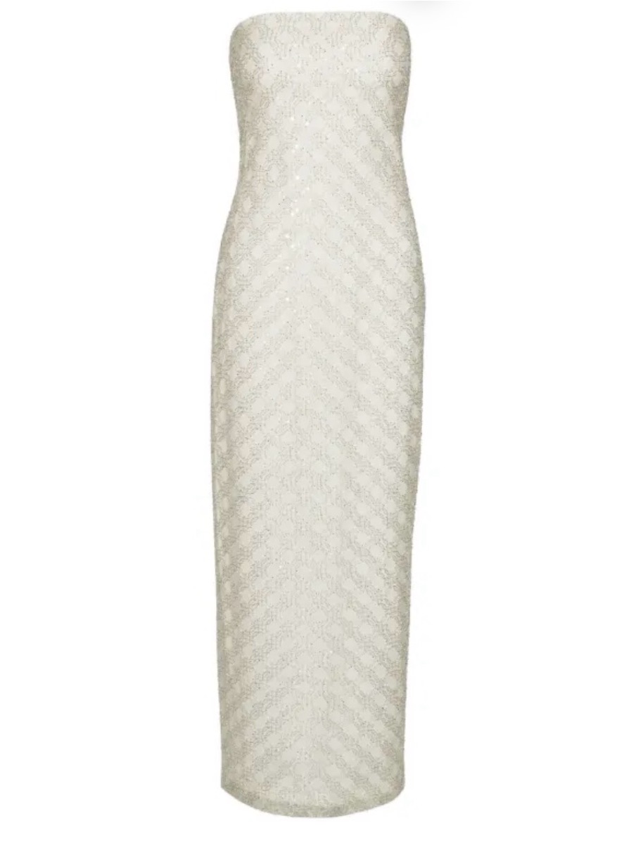 Rotate Embellished Strapless Maxi Dress